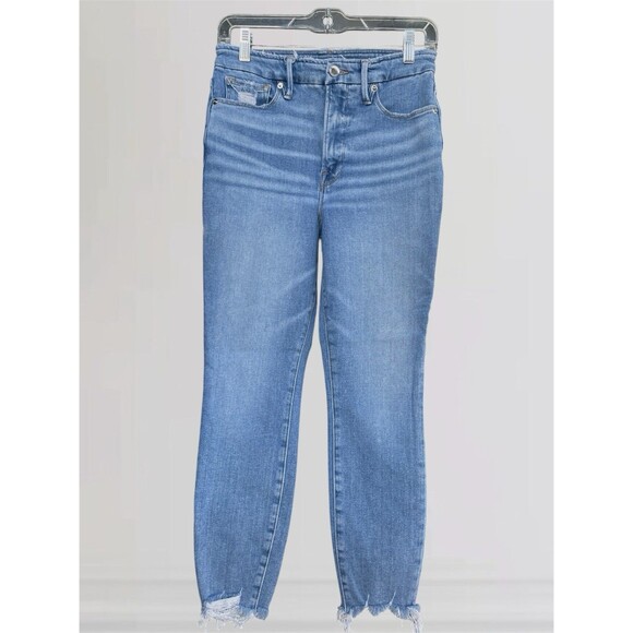 Good American GWC731T Women’s High Rise Stretch Jeans Size 6/28 Distressed  Hem - Picture 3 of 9